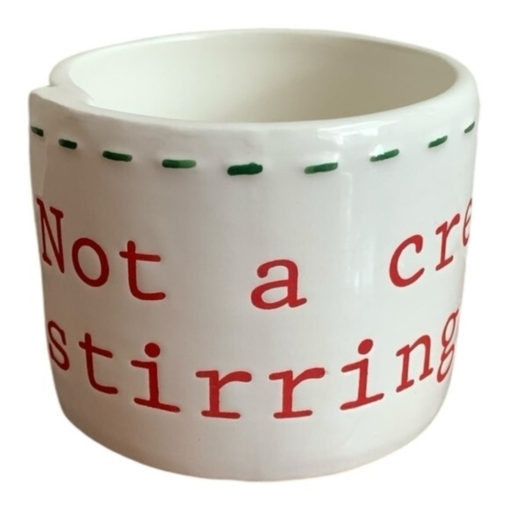 MUD PIE Ceramic Dip Cup Embossed Mouse Design 3" White Red Green Collectible - Picture 2 of 6